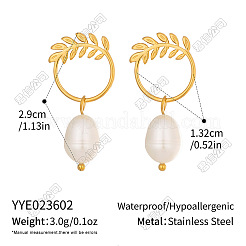304 Stainless Steel with Freshwater Pearl Stud Dangle Earrings&nbsp;BO9211