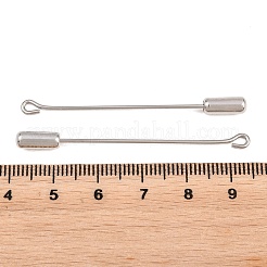 201ステンレススチール製アイピンピンクラッチブローチ金具  ラペルピン、プラグ付きタイタック  ステンレス鋼色  55x4mm  穴：1.7x2mm&nbsp;STAS-D266-01P-01