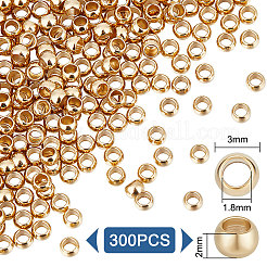 304ステンレススチールスペーサービーズ300個  ロンデル  24KGP本金メッキ  3x2mm  穴：1.8mm&nbsp;STAS-UN0050-18