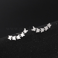 変色しない304ステンレススチールスタッドピアス  花  ステンレス鋼色  22.5x7.5mm&nbsp;EJEW-H095-02P