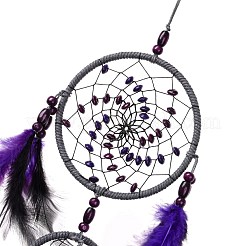 Iron Woven Web/Net with Feather Pendant Decorations&nbsp;AJEW-B016-01