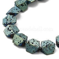 Electroplated Natural Lava Rock Beads Strands&nbsp;G-Q1009-E01-01