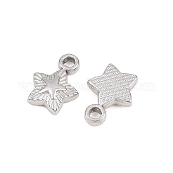 304ステンレススチールチャーム  質感のある星型チャーム  ステンレス鋼色  10x7.5x2.3mm  穴：1.5mm&nbsp;STAS-L317-21P