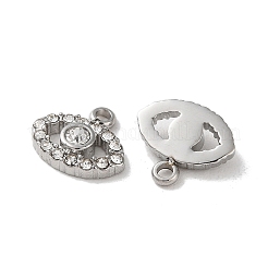 304ステンレススチールチャーム  ラインストーン付き  目  ステンレス鋼色  10x11.5x3.5mm  穴：1.5mm&nbsp;STAS-L022-385P