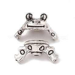 合金ビーズキャップセット  カエル  アンティークシルバー  7~8.5x14~14.5x8mm  穴：1.4mm  10のセット/袋&nbsp;FIND-E033-01AS