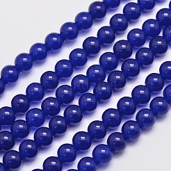 天然石&染め加工マレーシアジェイドビーズ連売り  ラウンド  ミッドナイトブルー  6mm  穴：0.8mm  約64個/連  15インチ&nbsp;G-A146-6mm-A22