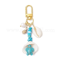 4Pcs 4 Styles Synthetic Turquoise Chip Bead and Shell Pendant Decorations&nbsp;HJEW-JM02915