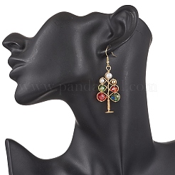 Brass Glass Beads Dangle Earrings&nbsp;EJEW-TA00662