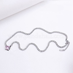 Brass Pave Cubic Zirconia Heart Pendant Tennis Necklaces&nbsp;FS-WGB48C6-01