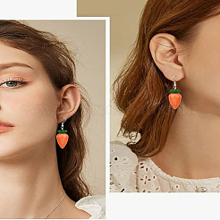 2 Pairs Carrot Alloy Resin Dangle Earrings for Women&nbsp;EJEW-LP0001-54