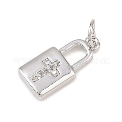 Brass Micro Pave Clear Cubic Zirconia Pendants&nbsp;KK-G544-08P-01