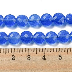 天然な青瑪瑙ビーズ連売り  染め＆加熱  チェッカーボードファセット（ファセットコイン）  フラットラウンド  8x5mm  穴：0.8mm  約49個/連  15.55''（39.5センチメートル）&nbsp;G-NH0015-A01-01