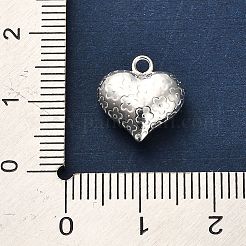 925 Sterling Silver 3D Textured Heart Charms&nbsp;STER-U009-10S-01