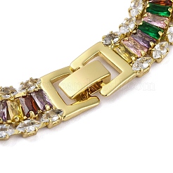 女性用真鍮マイクロパヴェキュービックジルコニアブレスレット  18KGP本金メッキ  7-5/8インチ（19.5cm）&nbsp;BJEW-R100-04G-01