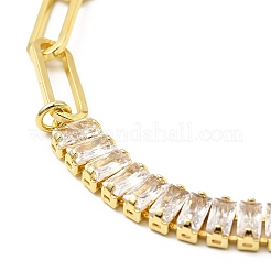 キュービックジルコニアテニスブレスレット  本物の 18k ゴールド メッキ ラック メッキ 真鍮 ペーパークリップ チェーン ジュエリー 女性用  鉛フリー＆カドミウムフリー  長持ちメッキ  透明  7インチ（17.7cm）&nbsp;BJEW-A132-17G-02