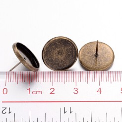 真鍮のスタッドのピアスのセッティング  アンティークブロンズ  12x16mm  トレイ：14mm&nbsp;X-IFIN-Q004-AB