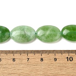 天然染めのマレーシアジェイドビーズ連売り  平らな楕円形  グリーン  18~18.5x12~13x4.5~5mm  穴：1mm  約22個/連  15.75''（40センチメートル）&nbsp;G-B137-A01-01J
