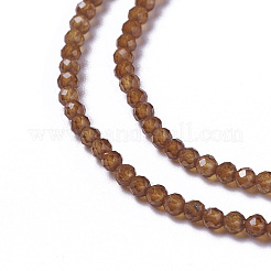 天然石ガーネットビーズ連売り  多面カット  ラウンド  2~2.5x2mm  穴：0.2mm  約158~205個/連  15.35インチ（39cm）&nbsp;G-F596-34-2mm