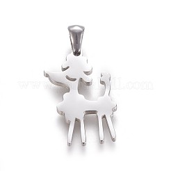 変色しにくい304ステンレススチール製の子犬ペンダント  プードル犬  ステンレス鋼色  25x17x2mm  穴：2.5x5.5mm&nbsp;STAS-F219-06P