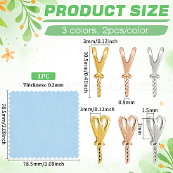 6個3色のスターリングシルバーペグベイルペンダント  片穴ビード用  ミックスカラー  10.5x3x3mm  穴：2x1.5mm  2個/カラー&nbsp;STER-BC0002-73