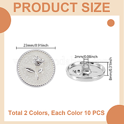 20個2色1穴合金シャンクボタン  エナメル  花付きフラットラウンド  ミックスカラー  23x8mm  穴：2mm  10個/カラー&nbsp;BUTT-GA0001-40