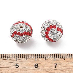 樹脂粘土ラインストーンビーズ  ツートン  パヴェボールディスコビーズ  ラウンド  野球  クリスタル  12mm  穴：1.4mm&nbsp;PORC-A027-01A