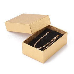 厚紙のギフトボックスジュエリーボックス  ネックレス  ブレスレット  中に黒いスポンジを入れて  長方形  ゴールド  8.3x5.2x2.9cm&nbsp;CBOX-F005-02C