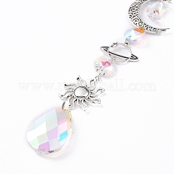AB Color Plated Crystal Teardrop Big Pendant Decorations&nbsp;HJEW-G019-03E