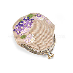 コーデュロイクラッチレディースイブニングバッグ  刺繍ミルクの綿の花  合金の花の財布のフレームハンドル  ミスティローズ  110x110mm&nbsp;JBG008B-04