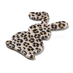不透明アクリルサイドペンダント  兎  バリーウッド  44x30x2.6mm  穴：2.2mm&nbsp;MACR-D027-05A