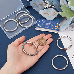 304ステンレススチール製リンキングリング6個  DIYマクラメクラフト用品  リング  ステンレス鋼色  50x5mm  内径：40mm&nbsp;FIND-SC0010-47