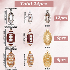 合金ラインストーン/エナメルペンダント  ラグビー  ミックスカラー  22~27.5x10.5~14x3~4mm  穴：1.4~1.6mm  24個/セット&nbsp;FIND-SC0022-18