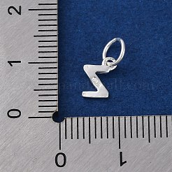 スターリングシルバーの文字チャーム925個  丸カンとスタンプ925個付き  銀色のメッキ  文字Z  7x5.5x0.8mm  穴：4mm&nbsp;LS-STER-C012-01S-Z