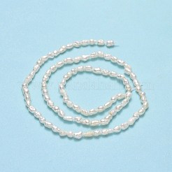 天然養殖淡水パールビーズ連売り  ライス  リネン  3.5~6.5x2.5~3.5mm  穴：0.5mm  約92~96個/連  13.98''~14.17