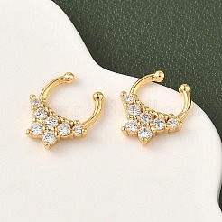 Brass Pave Clear Cubic Zirconia Circular/Horseshoe Barbell Nose Rings&nbsp;EJEW-D337-18B-G