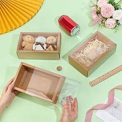 Rectangle Folding Cardboard Kraft Paper Packing Drawer Boxes with Clear Plastic Cover&nbsp;CON-WH0100-57B