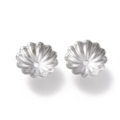 変色しない304ステンレススチールビーズキャップ  マルチ花弁  花  ステンレス鋼色  9.5x10x3mm  穴：1.2mm&nbsp;STAS-K194-06P-02