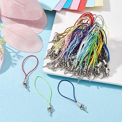 ポリエステルロープ携帯ストラップ  鉄リング、ネジアイピンベイル、亜鉛合金コードエンド付き  ミックスカラー  4.8cm  リング：7mm  終了：7mm  スクリューアイ：11mm&nbsp;MOBA-YWC0001-03