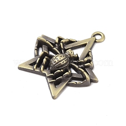 合金のチベット風チャーム  蜘蛛のチャームが付いた星  アンティーク黄金  45x39.5x6mm  穴：3mm&nbsp;FIND-M021-22AG