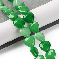 天然石マレーシアジェイドビーズ連売り  ハート  染め  グリーン  14~14.5x13.5~14x6~6.5mm  穴：1mm  約28個/連  15.16''（38.5センチメートル）&nbsp;G-I372-A04-02