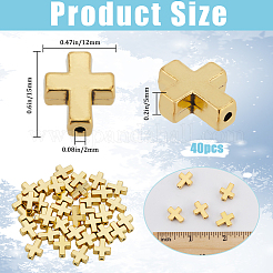 チベットスタイルの合金ビーズ40個。  カドミウムフリー＆鉛フリー  クロス  アンティーク黄金  15x12x5mm  穴：2mm&nbsp;TIBEB-SP0001-12AG