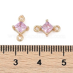 Brass Pave Glass Rhombus Links Connector Charms&nbsp;GLAA-Q088-001A