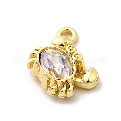 合金ラインストーンペンダント  海の生き物のチャーム  カニ  9x11.5x3.4mm  穴：1.4mm&nbsp;X-PALLOY-D330-02G-01B