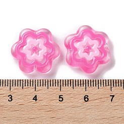 ガラスビーズ連売り  手描きのビーズ  エナメル  花  ショッキングピンク  18x19.5x5mm  穴：1.1mm  約20個/連  14.17インチ（36cm）&nbsp;GLAA-L047-04B