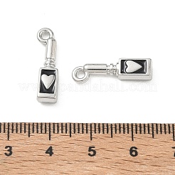合金エナメルチャーム  ハートのチャームが付いたボトル  長持ちメッキ  プラチナ  19.5x6x3.5mm  穴：1.8mm&nbsp;FIND-D044-13P