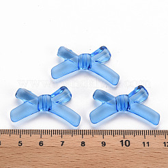透明なアクリルビーズ  蝶結び  ブルー  20x34x5.5mm  穴：1.8mm  約435個/500g&nbsp;TACR-S154-55B-940