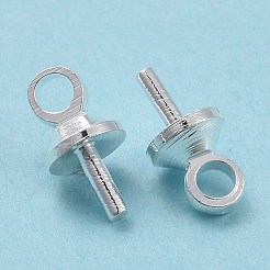 真鍮製カップペグベイルペンダント  片穴ビード用  銀  7x4mm  穴：1.5mm  ピン：1.8mm  100個/袋&nbsp;KK-Z018-01A-S