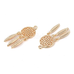 真鍮チャーム  カドミウムフリー＆ニッケルフリー＆鉛フリー  花  18KGP本金メッキ  24x9x2mm  穴：1.5mm&nbsp;KK-Q816-15G