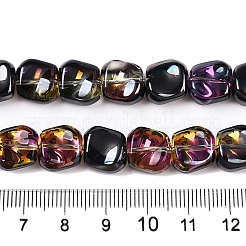 電気メッキガラスビーズセット  パール光沢メッキ  正方形  ブラック  10.5x10.5~11x6.5mm  穴：1mm  約59~60個/連  25.12~25.59インチ（63.8~65cm）&nbsp;EGLA-N012-07Y