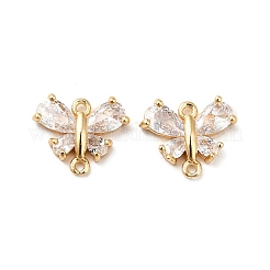 Brass Clear Cubic Zirconia Connector Charms&nbsp;KK-M233-53G
